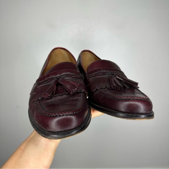 Magnanni Maroon Leather Slip On Tassel Loafers Mens 9 WIDE